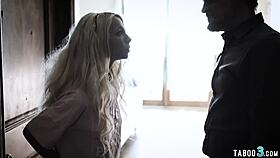 Petite blonde thief gets punished fucked hard by older perv guy