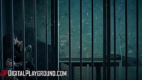 Madison Ivy and Danny D ignite prison passion with intense doggystyle and cum-swapping frenzy behind bars