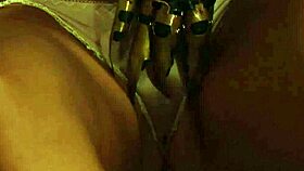 Tied up lesbian slave in bondage punished by dominant madame