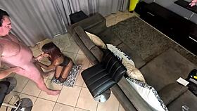 oh fuck, that desi babe in fishnets got creamed deep on my massive white cock while i pounded her tight pussy on the chair