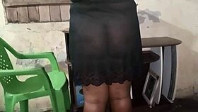 Housewife in see through nightie without panties