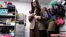 Petite shy blonde teen office burglar deepthroats boss cock hard