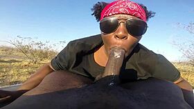 BbW ebony gives sloppy public deepthroat on monster bbc car blowjob