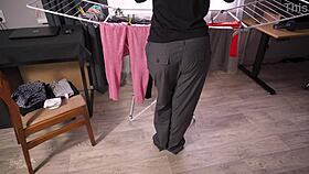 Her pants slip down in silly embarrassment fetish tease