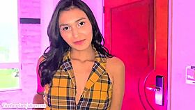 Older man pounds petite Latina teen pussy hard in hotel room
