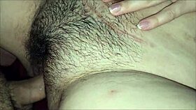 amateur couple enjoys passionate creampie play close up