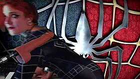 Meridjane becomes spider girl for passionate blowjob