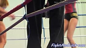 dyke babes wrestle finger and lick pussies in lesbian fight