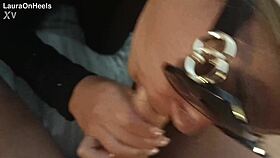 Hot milf in sunglasses gives steamy POV blowjob cumshot
