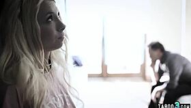 Petite blonde thief gets punished fucked hard by older perv guy