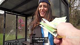 faithful flight attendant flashes and fucks for 1500 euros in public pickup 😏