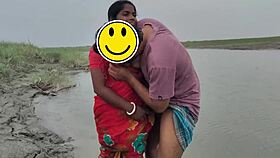 Bangladeshi couple fucks doggystyle in open spot with tight pussy grip