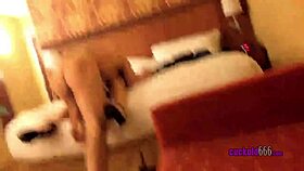 homemade video shows wife in heels enjoying first cuckold fuck with old stud at hotel 😈
