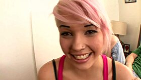 pink-haired teen 18+ debuts in porn, guy fucks her way better than ex boyfriends with deep riding and cumshot
