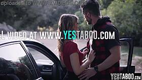 stranded blonde milf fucks outdoors with stud