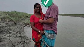 Bangladeshi couple fucks doggystyle in open spot with tight pussy grip
