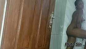 Intimate bathroom moment shared with partner