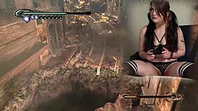 Goth bimbo plays game with lovense