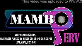 slim brazilian karina takes four huge cocks hard