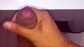 amateur husband enjoys intense solo release at home