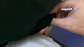 attractive woman shows her legs on crowded public train near stranger