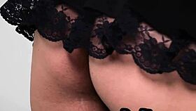 Amazing blonde girl exposed hot body after posing in provocative lingerie