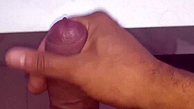 amateur husband enjoys intense solo release at home