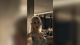 Hot blonde streamer encounters a ghost in fantasy