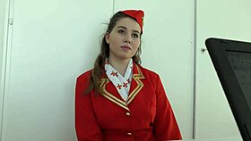 Young air hostess kacey in casting