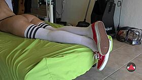 sneaker to socks foot dangle tease video