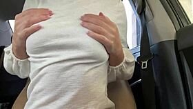 Public car masturbation ends wet