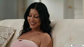 Brunette sucks shemale babysitter big cock