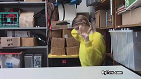 huge titty teen thief blows guards cock