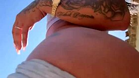 fat crossdresser teases big ass with cock in view