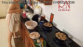 Nudist housewife regina cooks naked in the kitchen