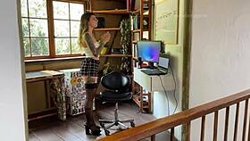 horny secretary roleplay in miniskirt sucks and fucks while talking dirty