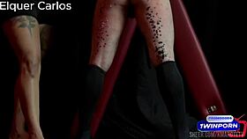 dominates slave hard with leather whip