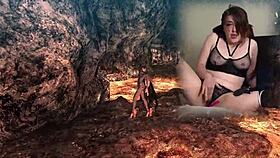 Goth bimbo plays game with lovense