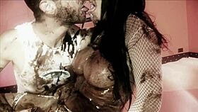 Messy chocolate covered rough fucking