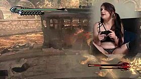 Goth bimbo plays game with lovense