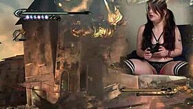 Goth bimbo plays game with lovense