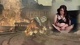 Goth bimbo plays game with lovense