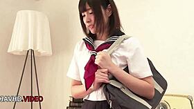 Kinky schoolgirl rides huge cock to climax