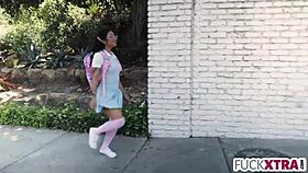 little babe convinces stern landlord with deepthroat