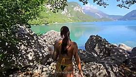 Brazilian babe gets naked and fucks at the beach 🔥