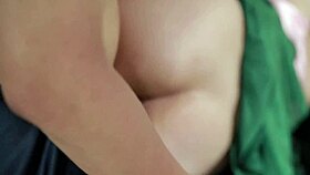 Curvy body in satin lingerie gets oiled and ridden
