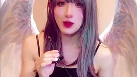 beautiful ladyboy masturbates while streaming live