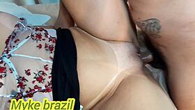 Brazilian babe gets pounded sideways hard
