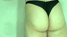 Brasileiro only in panties showing pink hole