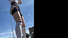 bubble butt blonde lilly blossom enjoys a bike ride
